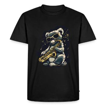 Koala with saxophone Cool Jazz Musician Grunge - Men's Premium Organic T-Shirt - black - Front - Nico (187cm)