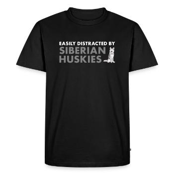 Facilement distrait par le husky sibérien - T-shirt Premium bio Homme - noir - Devant - Nico (187cm)