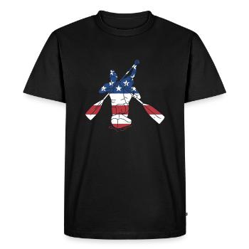 canoéiste Drapeau américain canoë - T-shirt Premium bio Homme - noir - Devant - Nico (187cm)