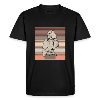 hibou grand-duc - T-shirt Premium bio Homme - noir - Devant - Nico (187cm)