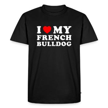 J’aime mon bouledogue français - T-shirt Premium bio Homme - noir - Devant - Nico (187cm)