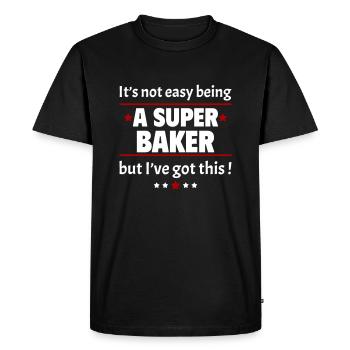 Not easy to be a super baker - Men's Premium Organic T-Shirt - black - Front - Nico (187cm)
