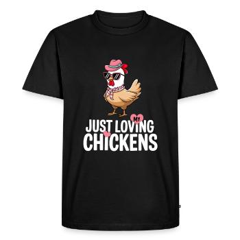 I Love My Chickens - Funny Chickens Cartoon - Men's Premium Organic T-Shirt - black - Front - Nico (187cm)