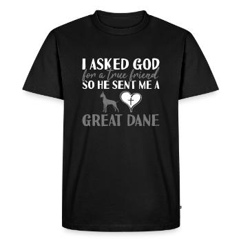 J’ai demandé à Dieu Grand Danois - T-shirt Premium bio Homme - noir - Devant - Nico (187cm)