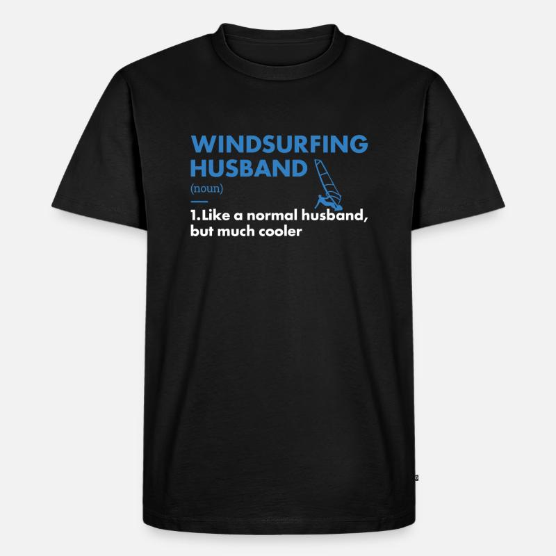 Sport Husband Windsurfing - Männer Premium Bio T-Shirt - Schwarz