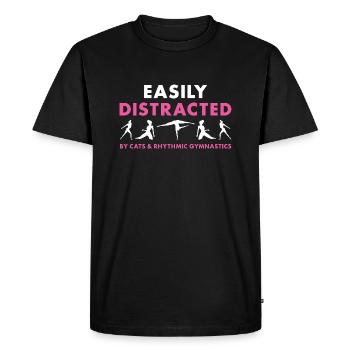 Gymnaste distrait par les chats et la gymnastique rythmique - T-shirt Premium bio Homme - noir - Devant - Nico (187cm)