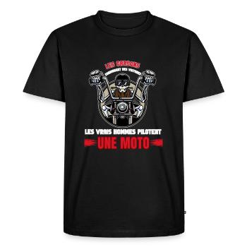 Vrai homme motard - T-shirt Premium bio Homme - noir - Devant - Nico (187cm)