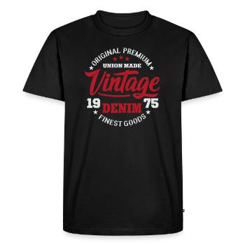 College Vintage Denim Design Original premium bon - T-shirt Premium bio Homme - noir - Devant - Nico (187cm)