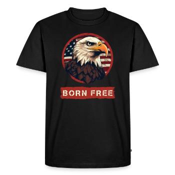 Né dans la liberté - T-shirt Premium bio Homme - noir - Devant - Nico (187cm)