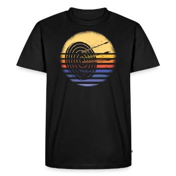 Sport Retro Sunset Archery - Männer Premium Bio T-Shirt - Schwarz - Vorne - Nico (187cm)