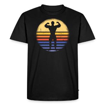 Sport Retro Sunset Bodybuilding - Men's Premium Organic T-Shirt - black - Front - Nico (187cm)