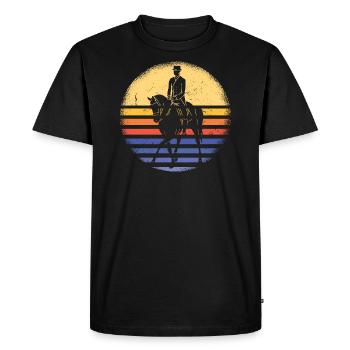 Sport Rétro Coucher de soleil Équestre - T-shirt Premium bio Homme - noir - Devant - Nico (187cm)
