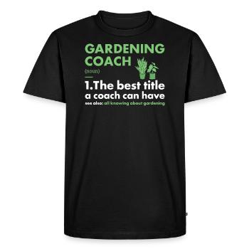 Gardener Coach Définition Jardinage - T-shirt Premium bio Homme - noir - Devant - Nico (187cm)