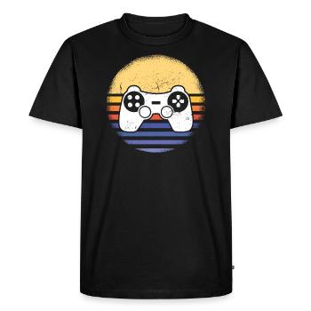 Gamer Retro Sunset Gaming - Men's Premium Organic T-Shirt - black - Front - Nico (187cm)
