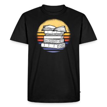 Reader Retro Sunset Reading - Men's Premium Organic T-Shirt - black - Front - Nico (187cm)