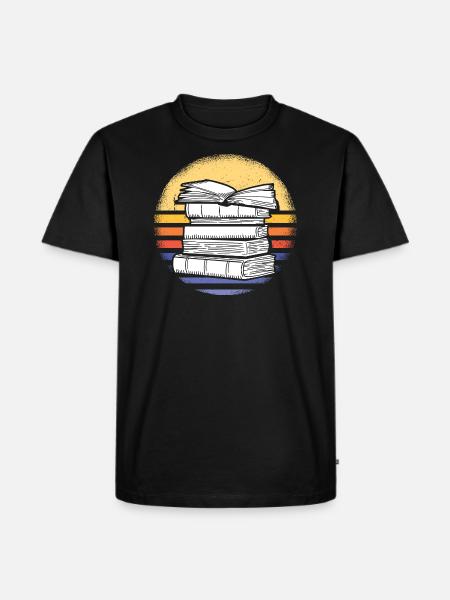 Reader Retro Sunset Reading - Men's Premium Organic T-Shirt - black