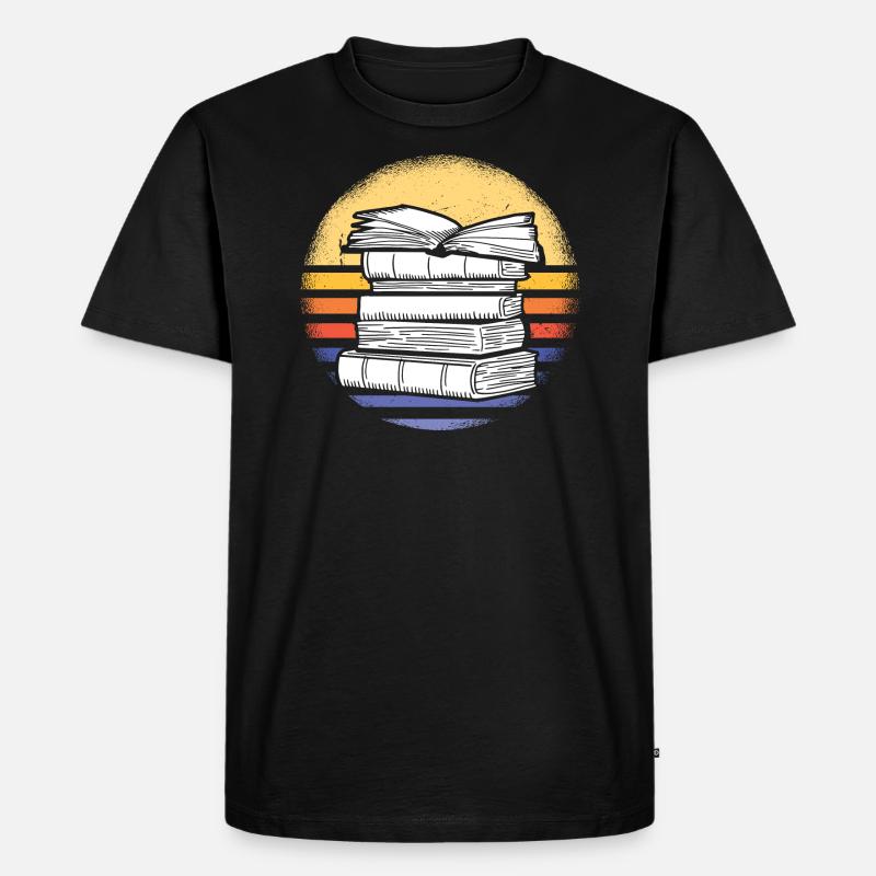 Reader Retro Sunset Reading - Men's Premium Organic T-Shirt - black