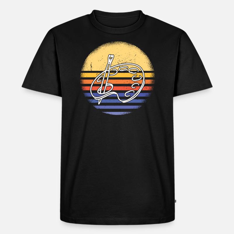 Painter Retro Sunset Painting - Männer Premium Bio T-Shirt - Schwarz