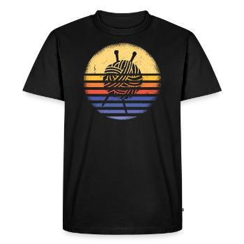 Knitter Retro Sunset Knitting - Men's Premium Organic T-Shirt - black - Front - Nico (187cm)