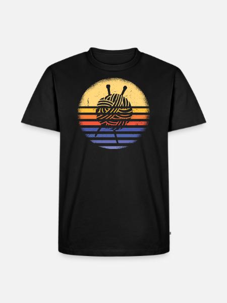 Crocheter Retro Sunset Crocheting - Men's Premium Organic T-Shirt - black