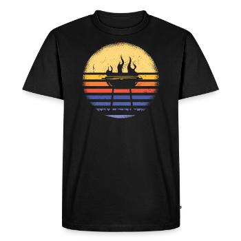 Griller Retro Sunset Grilling - Men's Premium Organic T-Shirt - black - Front - Nico (187cm)