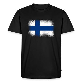 Finland Flag Suomi Finnish Flag Used Look - Men's Premium Organic T-Shirt - black - Front - Nico (187cm)