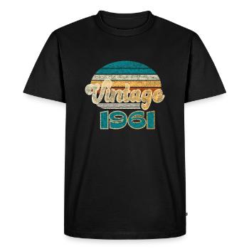 Anniversaire Vintage 1961 - T-shirt Premium bio Homme - noir - Devant - Nico (187cm)