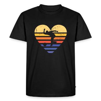Sport Retro Sunset Heart Bowling - Men's Premium Organic T-Shirt - black - Front - Nico (187cm)