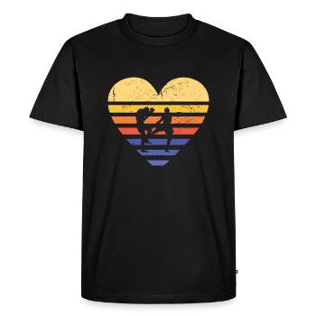 Sport Retro Sunset Heart MMA - Men's Premium Organic T-Shirt - black - Front - Nico (187cm)