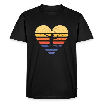 Sport Retro Sunset Coeur Badminton - T-shirt Premium bio Homme - noir - Devant - Nico (187cm)
