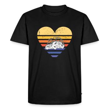 Sport Retro Sunset Heart Drifting - Men's Premium Organic T-Shirt - black - Front - Nico (187cm)