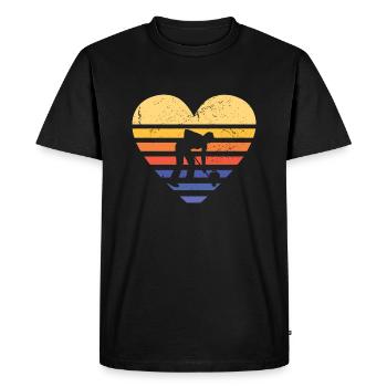 Sport Retro Sunset Heart Curling - Men's Premium Organic T-Shirt - black - Front - Nico (187cm)