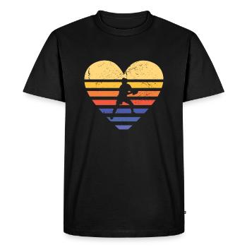 Sport Retro Sunset Heart Ultimate Frisbee - T-shirt Premium bio Homme - noir - Devant - Nico (187cm)
