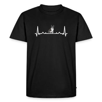 Heartbeat Boston Terrier - Men's Premium Organic T-Shirt - black - Front - Nico (187cm)