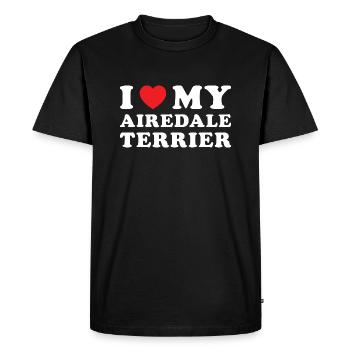 I Love My Airedale Terrier - Men's Premium Organic T-Shirt - black - Front - Nico (187cm)