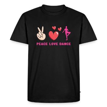 Danseur, Paix, Amour, Danse - T-shirt Premium bio Homme - noir - Devant - Nico (187cm)