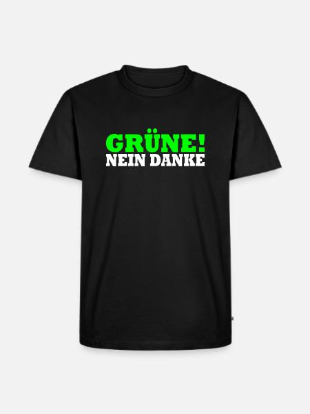 Grüne Nein Danke - Männer Premium Bio T-Shirt - Schwarz