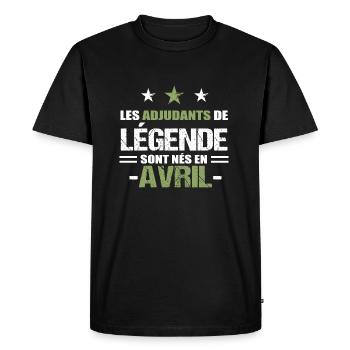 Adjudant cadeau anniversaire avril militaire - T-shirt Premium bio Homme - noir - Devant - Nico (187cm)