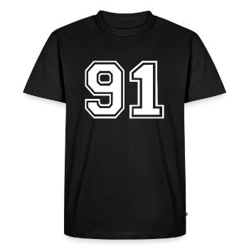 91 - Men's Premium Organic T-Shirt - black - Front - Nico (187cm)