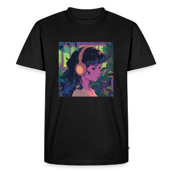 Plantes et musique - Impression de mode de haute qualité - T-shirt Premium bio Homme - noir - Devant - Nico (187cm)