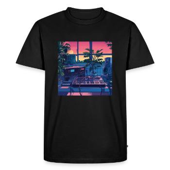 Plantes et musique - Impression de mode de haute qualité - T-shirt Premium bio Homme - noir - Devant - Nico (187cm)