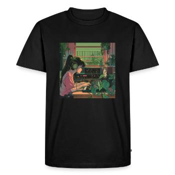 Plantes et musique - Impression de mode de haute qualité - T-shirt Premium bio Homme - noir - Devant - Nico (187cm)
