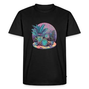 Plantes et musique - Impression de mode de haute qualité - T-shirt Premium bio Homme - noir - Devant - Nico (187cm)