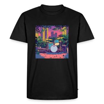 Plantes et musique - Impression de mode de haute qualité - T-shirt Premium bio Homme - noir - Devant - Nico (187cm)