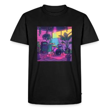 Plantes et musique - Impression de mode de haute qualité - T-shirt Premium bio Homme - noir - Devant - Nico (187cm)