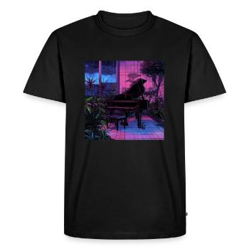 Plantes et musique - Impression de mode de haute qualité - T-shirt Premium bio Homme - noir - Devant - Nico (187cm)