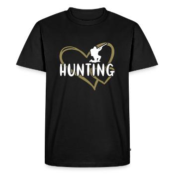 Chasse au cœur de chasseur - T-shirt Premium bio Homme - noir - Devant - Nico (187cm)