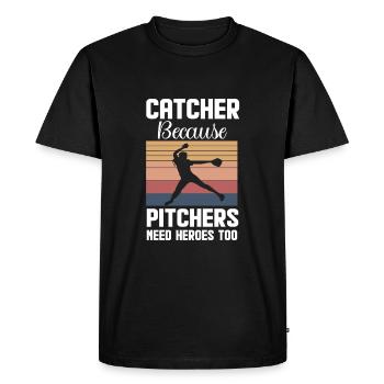Drôle de design de joueur de softball - T-shirt Premium bio Homme - noir - Devant - Nico (187cm)