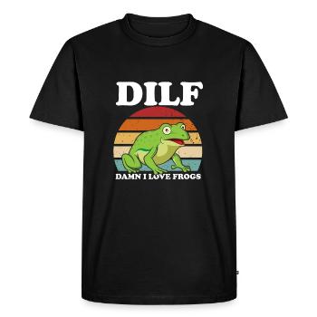J’adore les grenouilles drôle dites grenouille amphibien - T-shirt Premium bio Homme - noir - Devant - Nico (187cm)