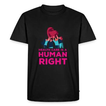 Les soins de santé sont un être humain - T-shirt Premium bio Homme - noir - Devant - Nico (187cm)